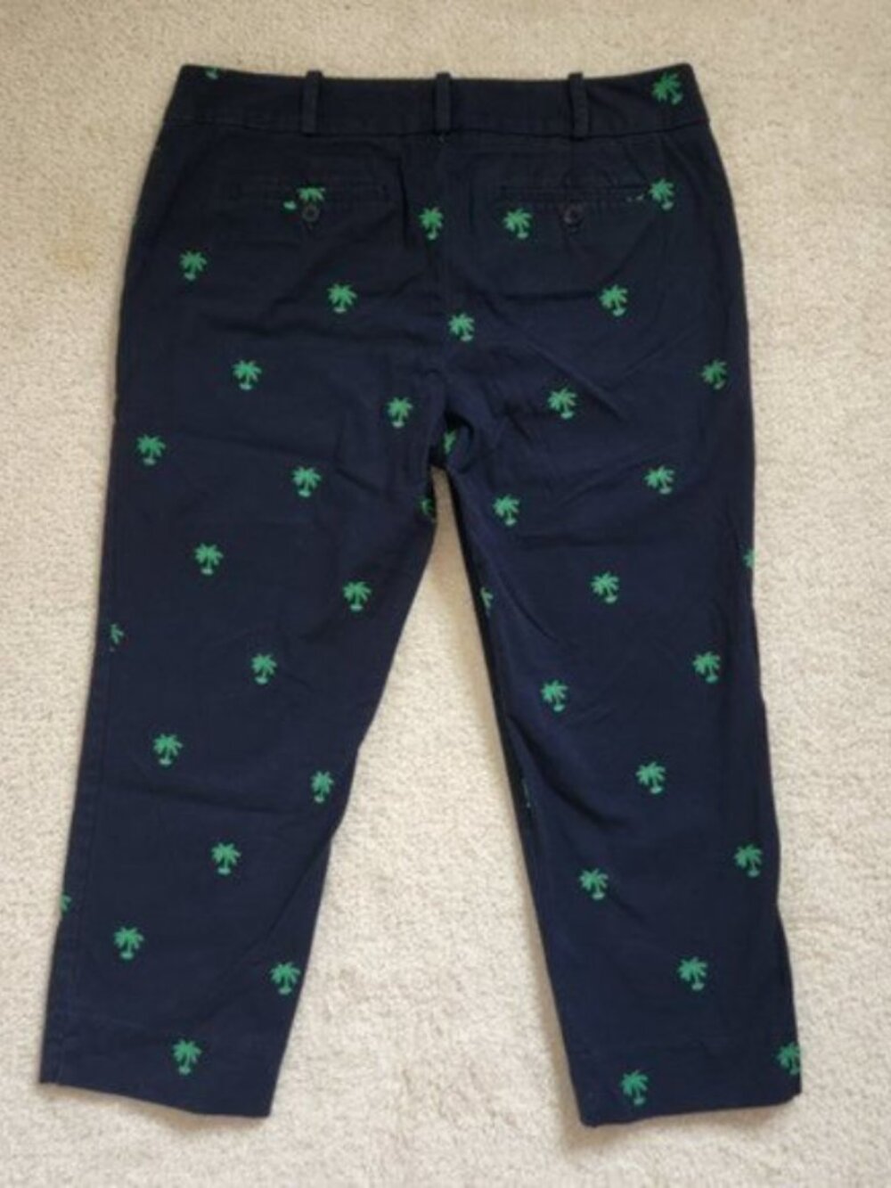 Talbots Navy Palm Tree Capri Cropped Pant Size 6P - Picture 4 of 8